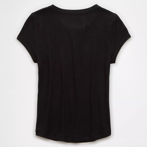 American Eagle AE Waffle T-Shirt Layering Tee L Black Stretch Base Layer 90s Y2K - Picture 16 of 16